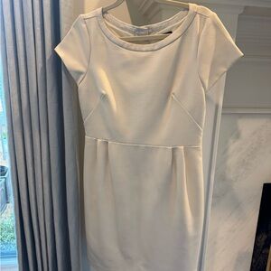 Ann Taylor Cream Cap-Sleeve Sheath Dress